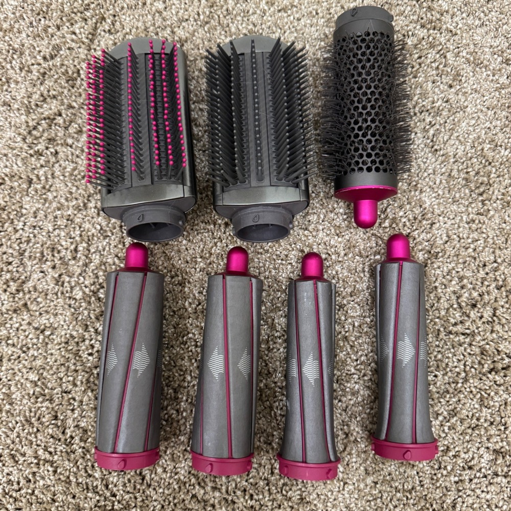 Dyson Airwrap Styler Attachments Unisex OS Fuchsia Nickel 7-Piece Set Curl